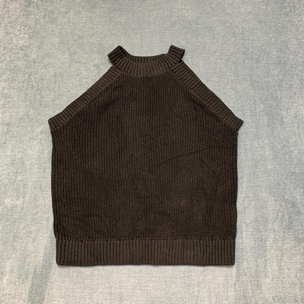 Old Navy Halter Sweater Womens Medium Black Cotton Ribbed Knit Sleeveless Cozy